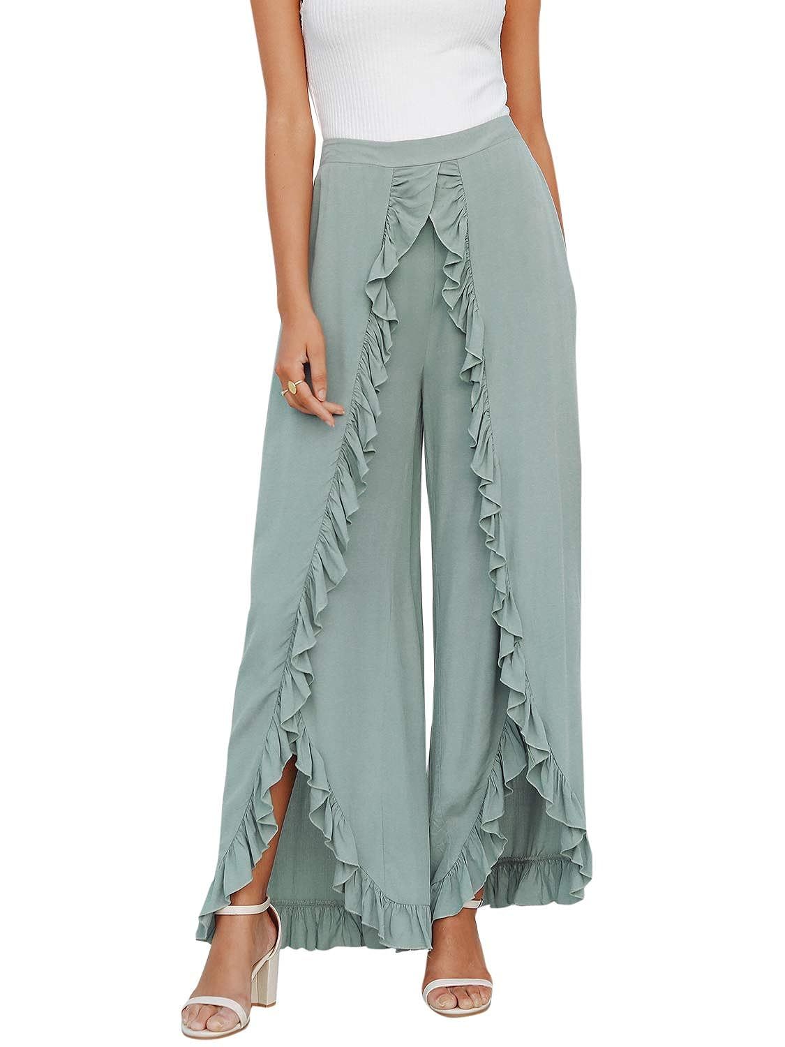 Simplee Women's Summer Casual Palazzo Pants Striped Loose Wide Leg Pants | Amazon (US)