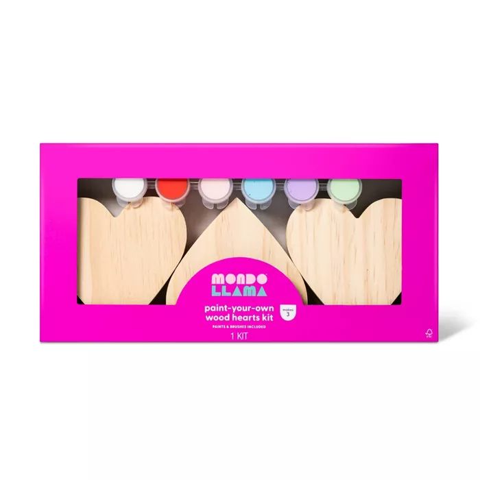 3pk Paint-Your-Own Valentine's Day Wood Hearts - Mondo Llama™ | Target
