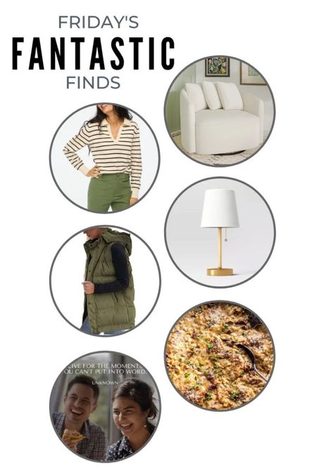 All new Friday’s Fantastic Finds!

Featuring this week: upholstered swivel chair, striped notch neck polo sweater, rattan wrapped table lamp, long quilted vest and more!

 

#LTKsalealert #LTKstyletip #LTKhome