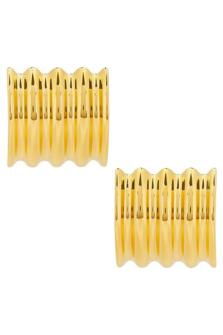 KHAITE Julius Panel Small Earrings in Metallic Gold | FWRD 