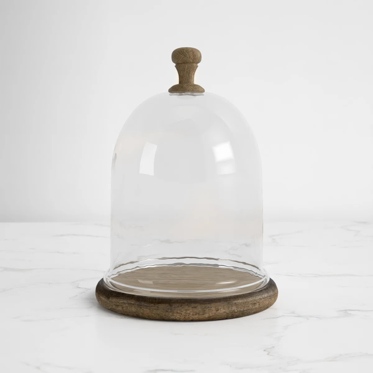 Zakrzewski Farmhouse Dome Shaped Wood and Glass Cloche | Wayfair North America