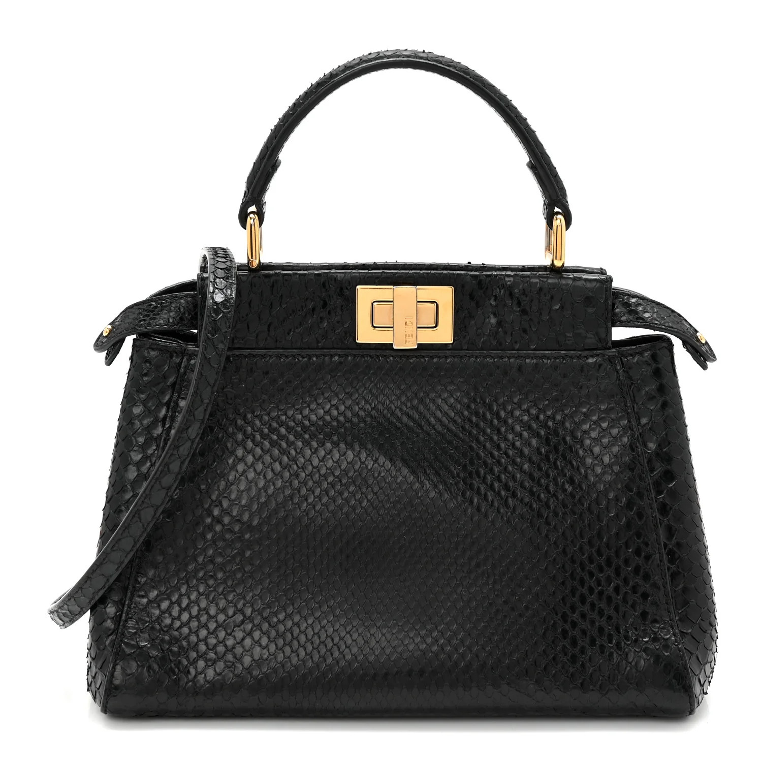 Snakeskin Nappa Mini Peekaboo Iconic Satchel Black | FASHIONPHILE (US)