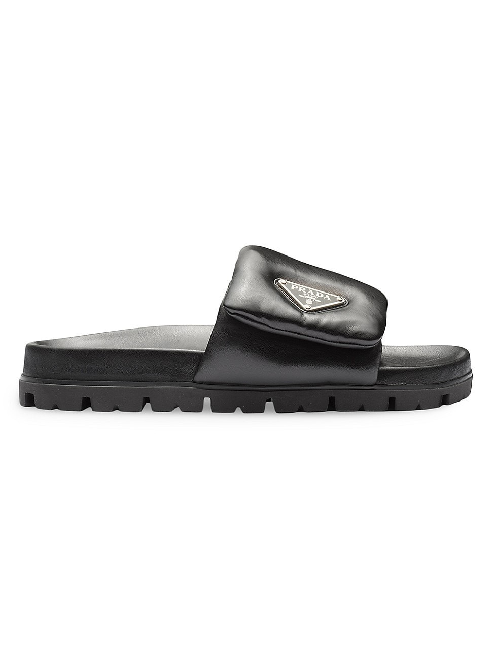 Women's Soft Padded Nappa Leather Slides - Black - Size 7 | Saks Fifth Avenue