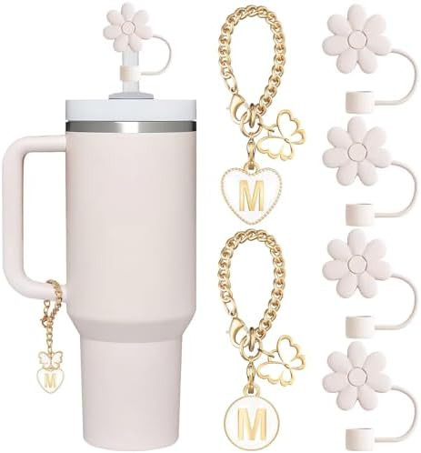 Compatible with Stanley Cup Accessories, 2PCS Butterfly Letter Charms with 4PCS 10mm Stanley Stra... | Amazon (US)