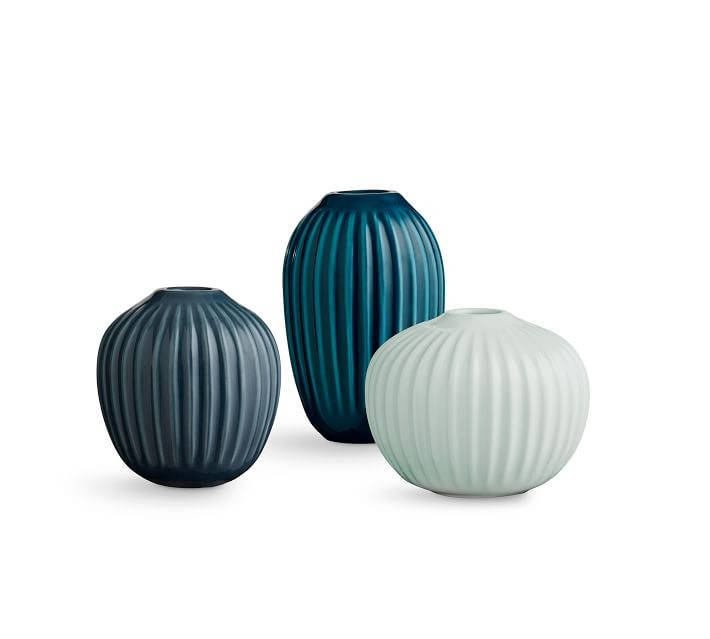 Kähler Hammershøi Miniature Vases, Mixed Green, S/3 | Pottery Barn (US)