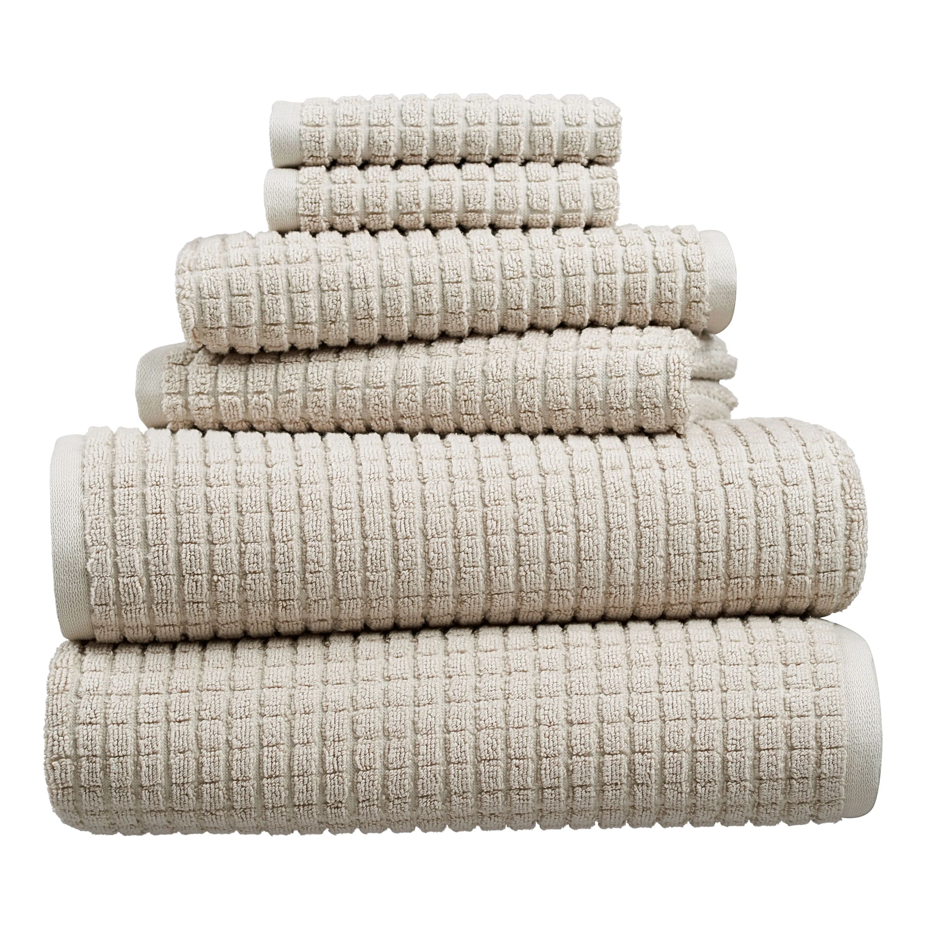 Hotel Style 6-Piece Egyptian Cotton Textured Bath Coordinate Towel Set, Birchwood - Walmart.com | Walmart (US)