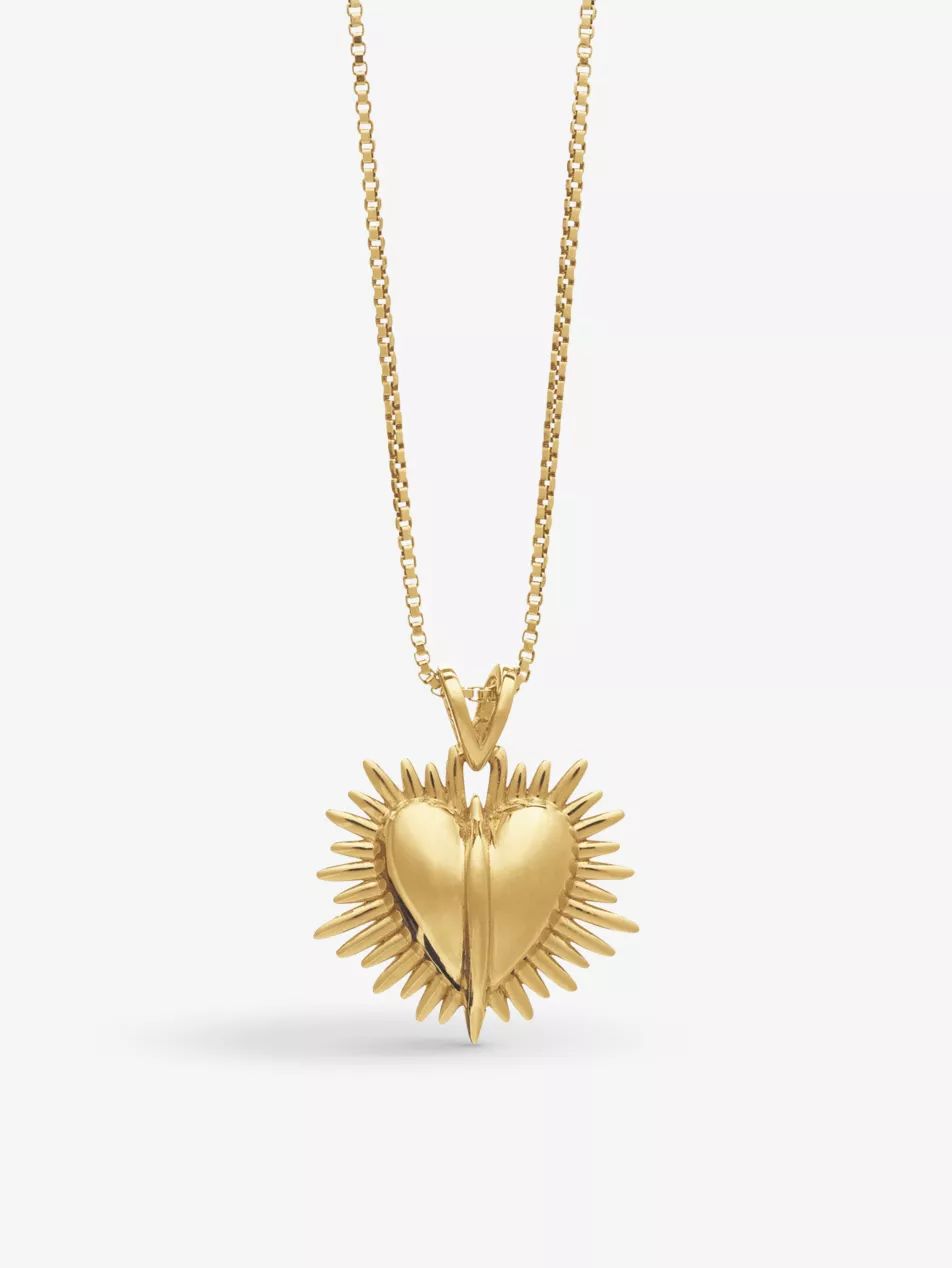 Electric rays deco heart chain yellow-gold plated necklace | Selfridges