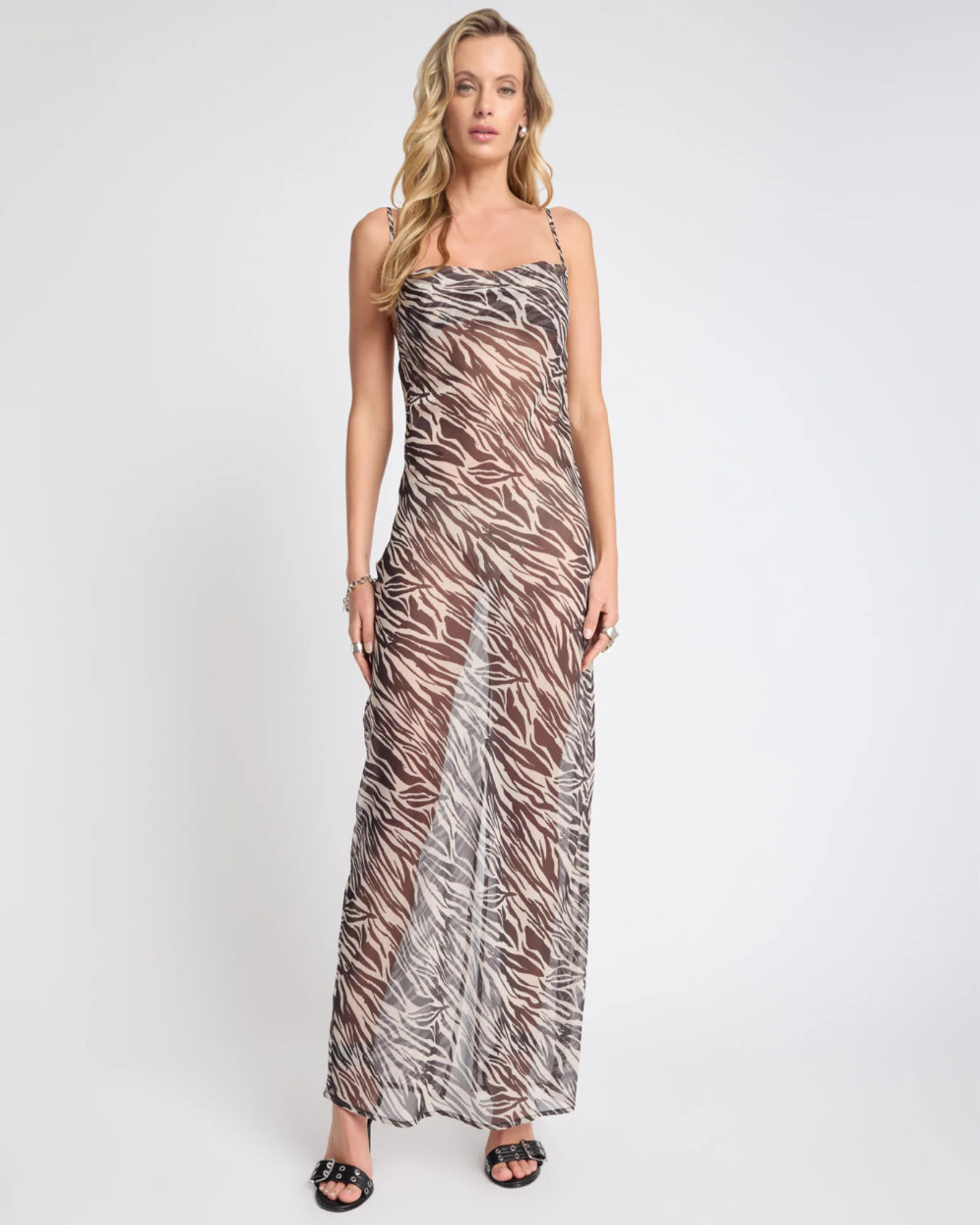 Jagger Maxi Slip Dress - Zebra Print | One Teaspoon | OneTeaspoon