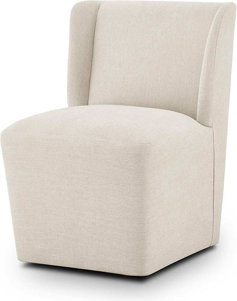 Upholstered Dining Chair with Casters Wingback Modern Side Armless Deskchair with Rollers for Din... | Amazon (US)