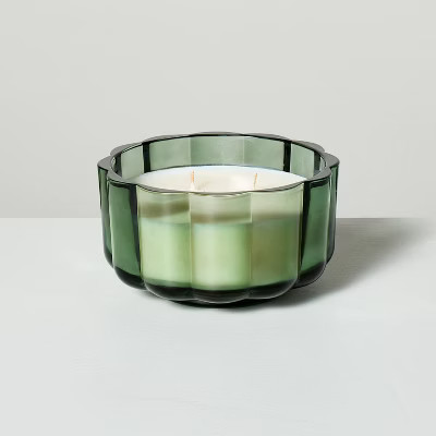 Scalloped Glass Cypress & Santal Christmas Jar Candle Dark Green - Hearth & Hand™ with Magnolia | Target
