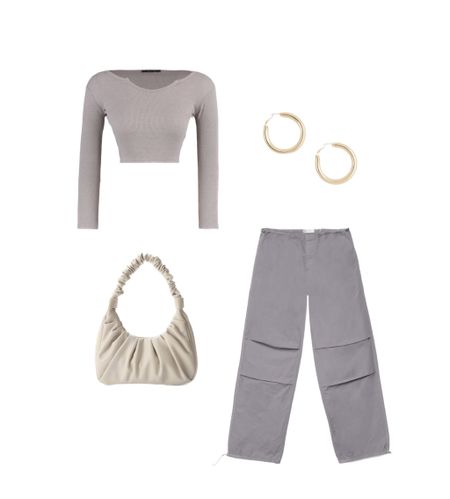 School outfit, winter fashion, 2023 fashion, basics , gold hoops , gold jewelry, longsleeve , beige , H&M , outfit inspo , outfit inspiration, parachute pants, bag, spring 2023, spring fashion , grey 

#LTKstyletip #LTKFind #LTKfit