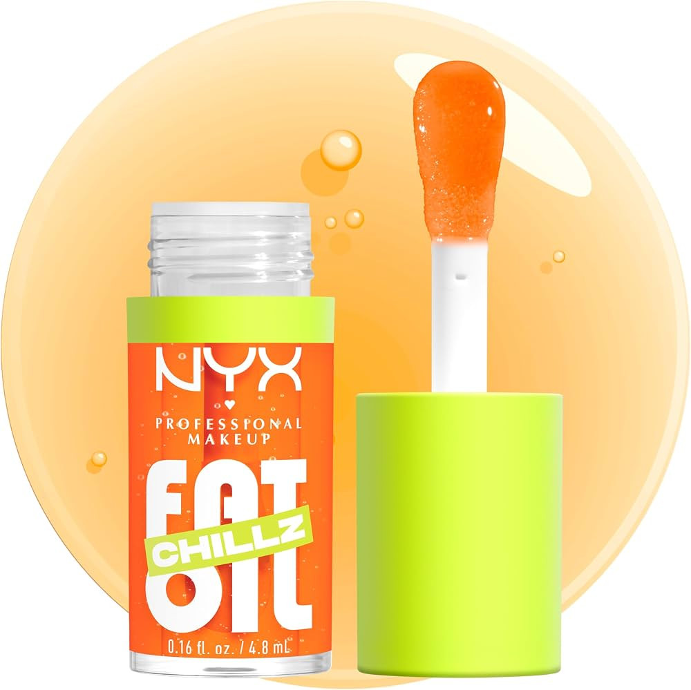 NYX PROFESSIONAL MAKEUP Fat Oil Chillz, Moisturizing, Shiny and Vegan Tinted Lip Gloss - Citrus Chiller (Sheer Orange) | Amazon (US)