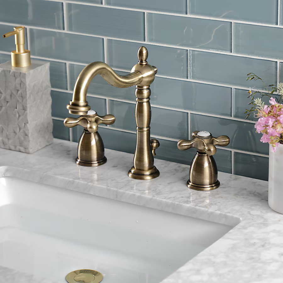 Kingston Brass Concord Antique Brass Widespread 2-handle High-arc Residential Handle Bathroom Sin... | Lowe's