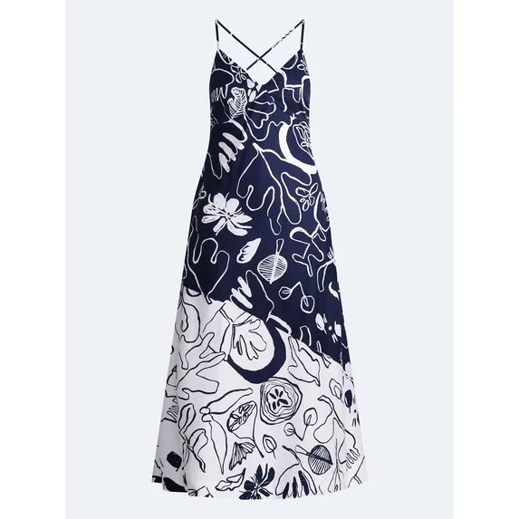 Free Assembly Women's Tie Back Cotton Maxi Dress, Sizes XS-XXL | Walmart (US)