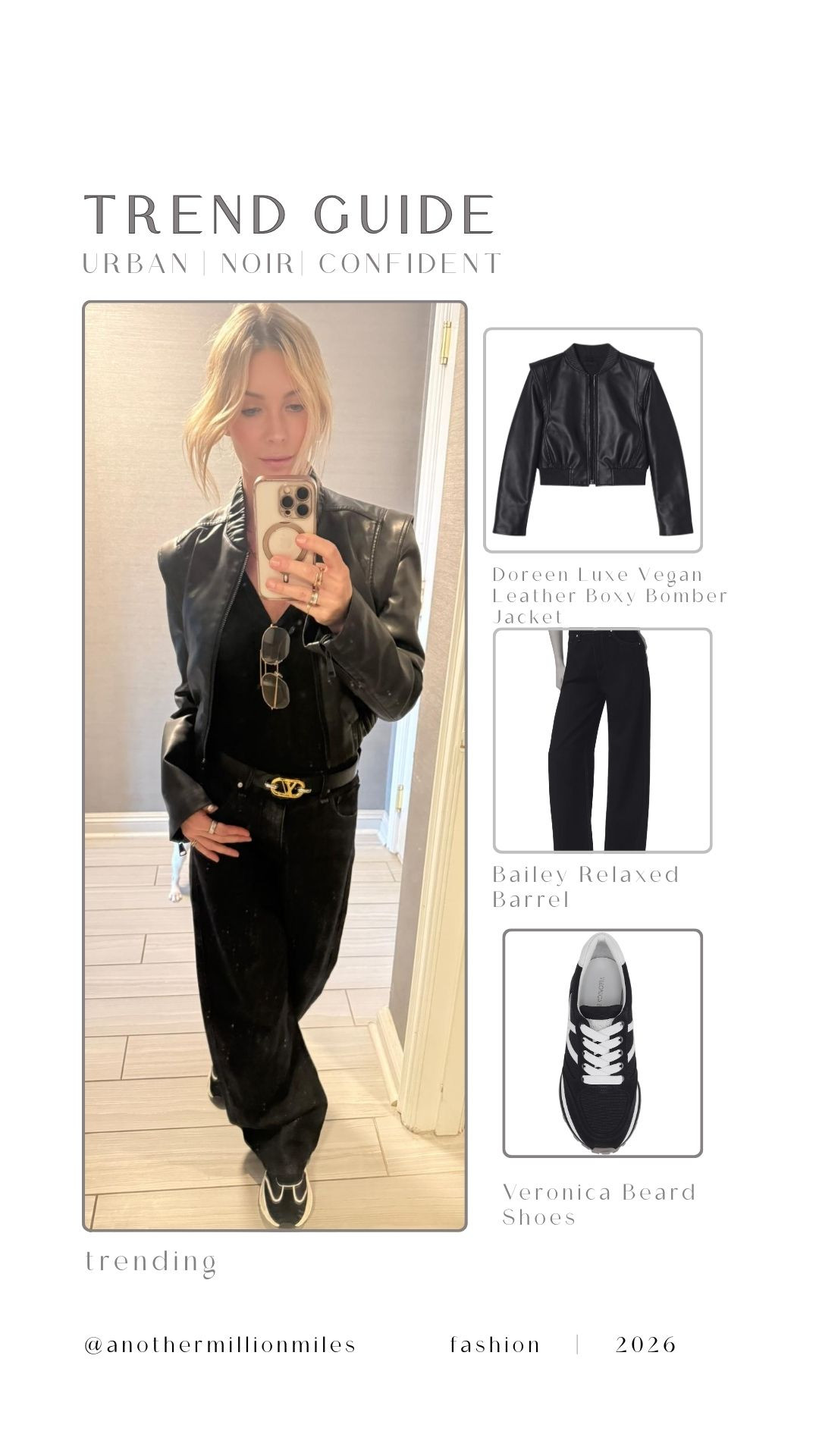 This look is my urban noir reset—when I need to feel grounded, powerful, and unbothered in 30 seconds. 🖤

I’m layering a boxy vegan leather bomber over an all-black base, pairing it with relaxed barrel pants for that effortless cool-girl silhouette, and finishing with Veronica Beard sneakers so I can stay in motion (without sacrificing the vibe).

For my high performing women: this is intentional living in outfit form clean lines, strong energy, and the kind of confidence that comes from knowing who you are. A little burnout recovery moment that still reads “CEO on the move.” 

Shop everything linked right here.  

 #LTKdayinmylife #LTKootd #LTKU
