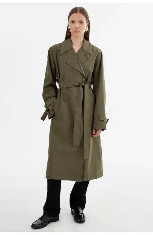 LAMARQUE Colette | Oversized Trench Coat in Dark Olive at Nordstrom, Size X-Small | Nordstrom