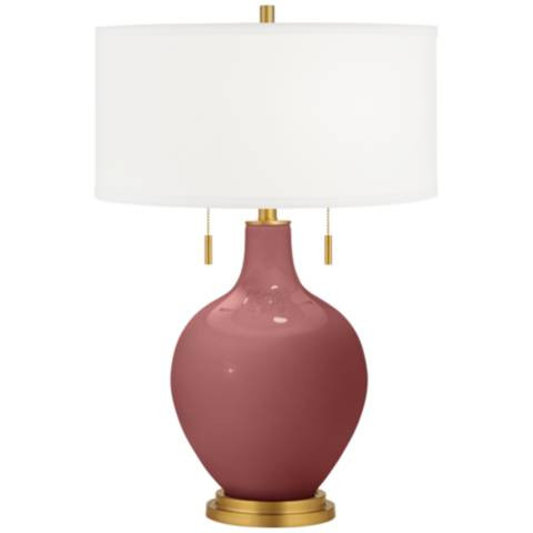 Color Plus Toby Brass 28" High Toile Red Table Lamp | Lamps Plus