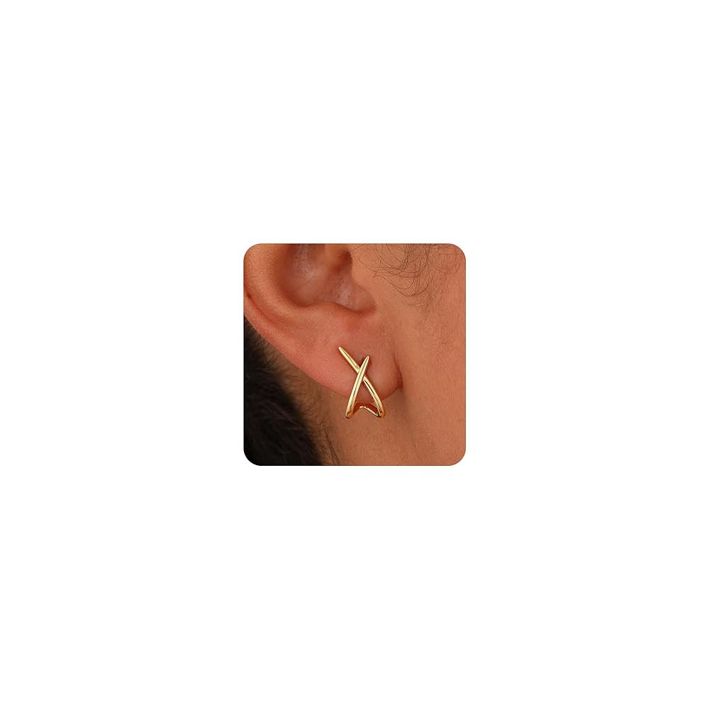 MIDEEO Gold Earrings for Women Trendy,14K Gold Stud Earrings Dainty Earrings Simple Minimalist Di... | Amazon (US)