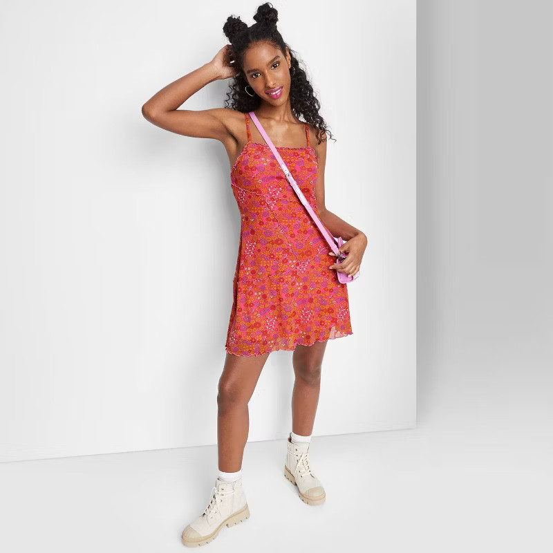 Women's Sleeveless Mesh Seamed Skater Dress - Wild Fable™ | Target