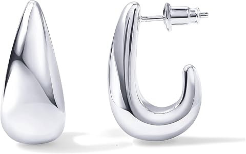 PAVOI 14K Gold Plated Sterling Silver Post Statement Huggie Earrings | Gold Dome Hoop Earrings fo... | Amazon (US)