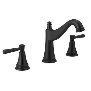 Mylan 8 in. Widespread Double Handle Bathroom Faucet in Matte Black | The Home Depot