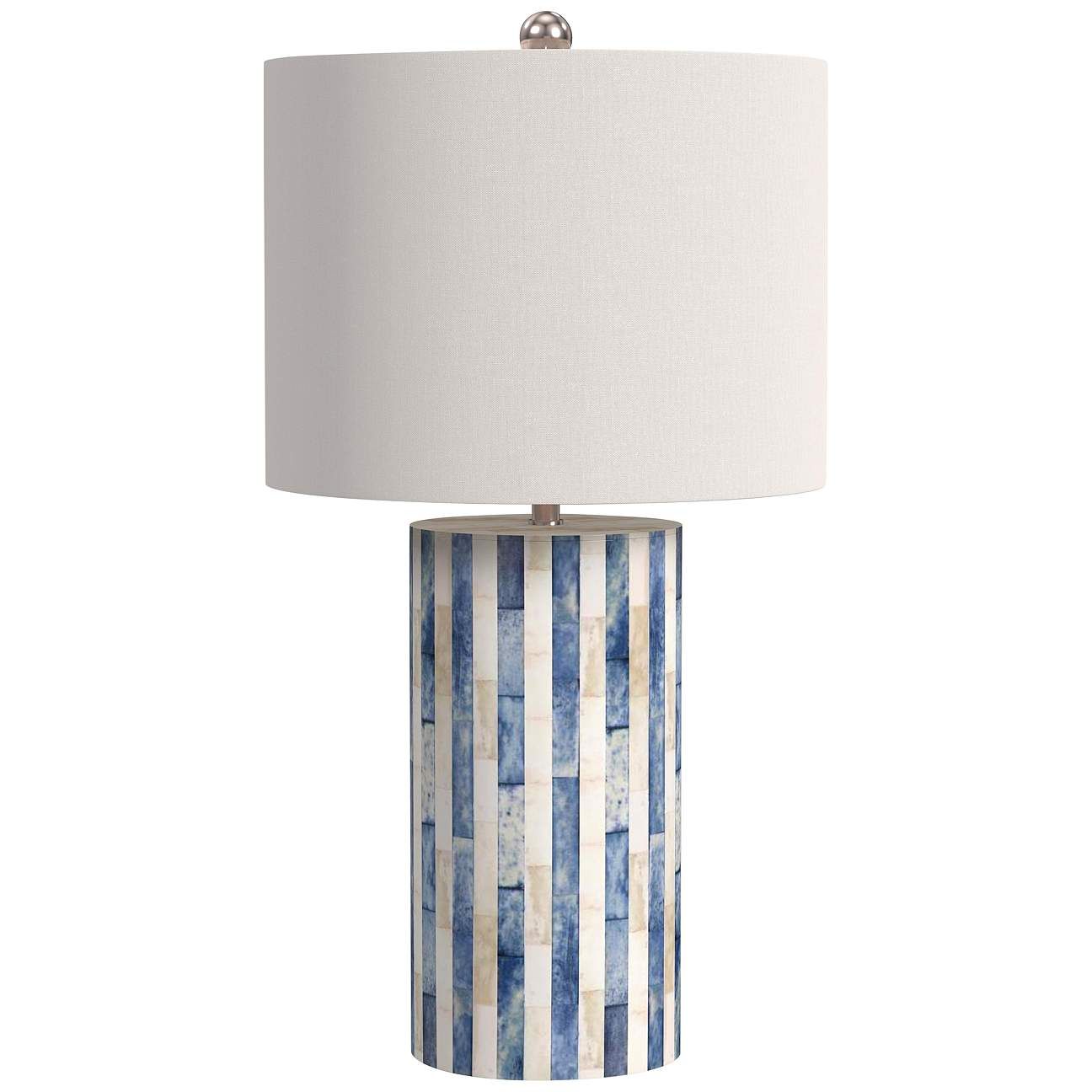 Coburn Blue and White Stripped Column Table Lamp | Lamps Plus
