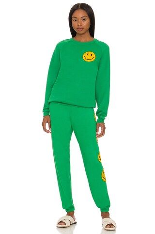 Aviator Nation Small Smiley Crewneck Sweatshirt in Kelly Green from Revolve.com | Revolve Clothing (Global)