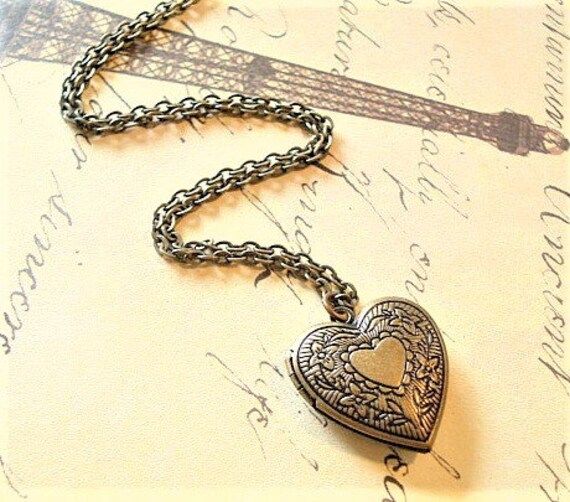 Brass Heart Locket Gift for Her Heart Necklace Pendant | Etsy | Etsy (US)
