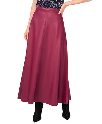 Vince Camuto Women's Faux-Leather Seamed Maxi Skirt - Macy's | Macy's