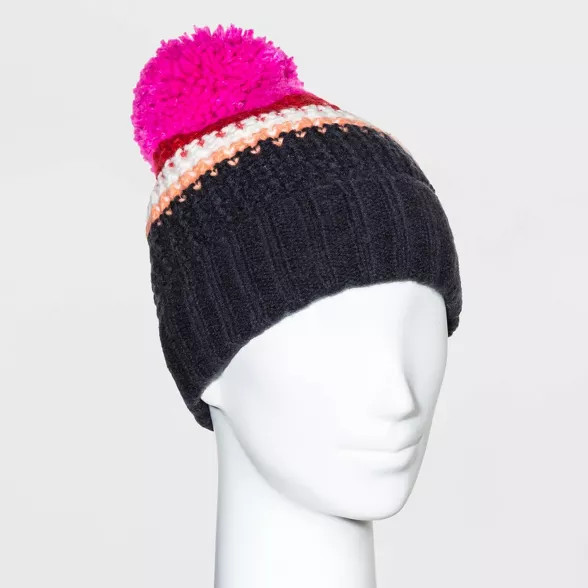 Women's Striped Cuffed Waffle Stitch Beanie - Universal Thread™ | Target