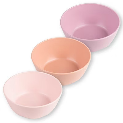 Tiny Twinkle Tableware 3-Pack Bowl Set, BPA-Free Cups, Plates and Bowls for Kids/Toddlers (Rose, Peach, Lilac) | Target