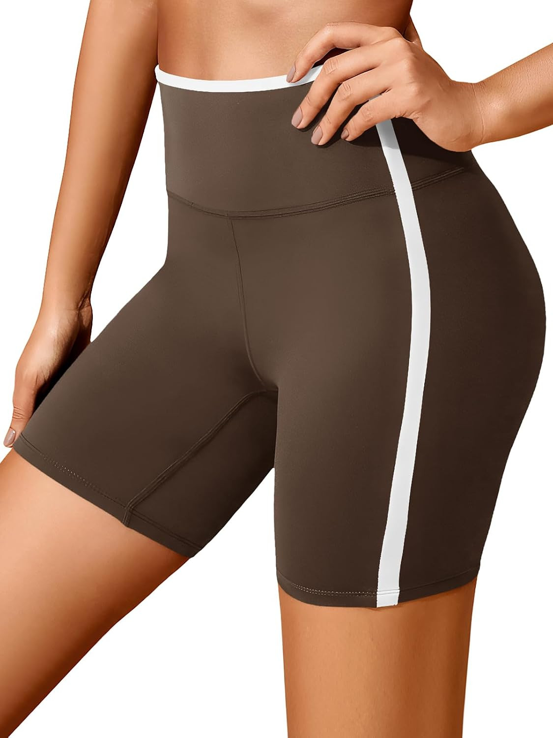 Aoysky Womens Buttery Soft Biker Shorts High Waisted Contrast Trim Workout Athletic Running Shorts | Amazon (US)