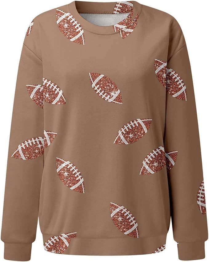 Women's Oversized Football Sweatshirt Game Day Season Graphic Crewneck Long Sleeve Fall Pullover ... | Amazon (US)