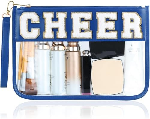 Cheer Chenille Letter Bags Clear Makeup Bag, Cheerleader Gifts Cosmetic Bag, Varsity Preppy Patch... | Amazon (US)