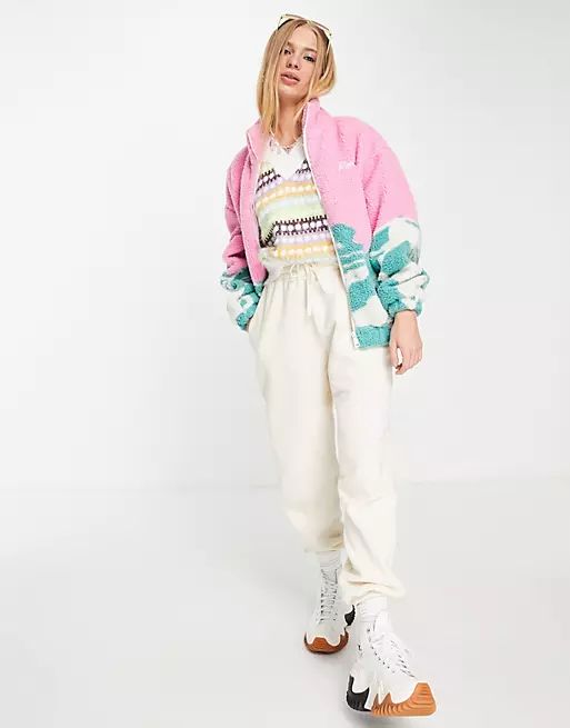 Reclaimed Vintage inspired fleece with landscape print in pink | ASOS (Global)