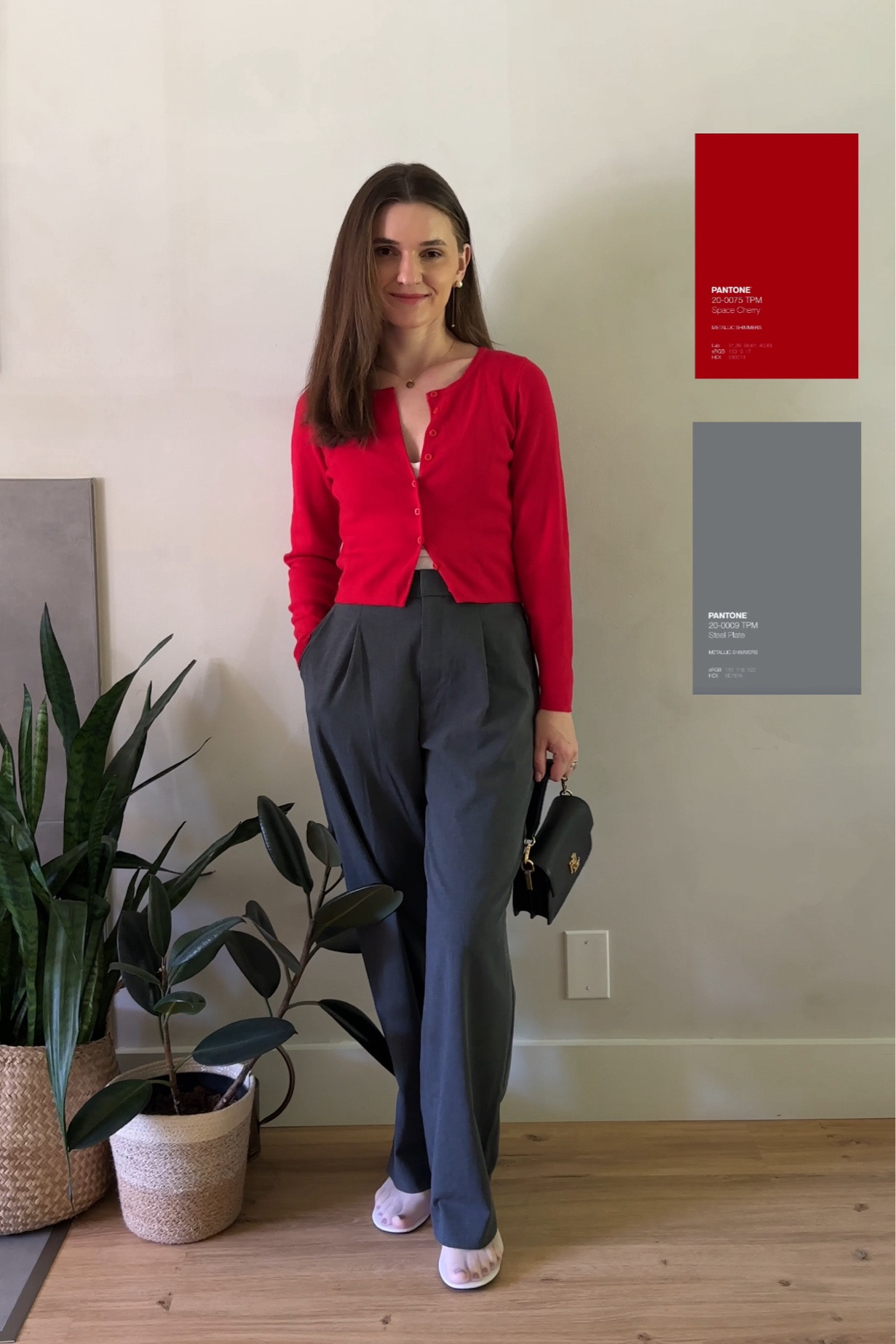 Summer outfit / 4th of July women outfits 
Red and gray / ballet flats 