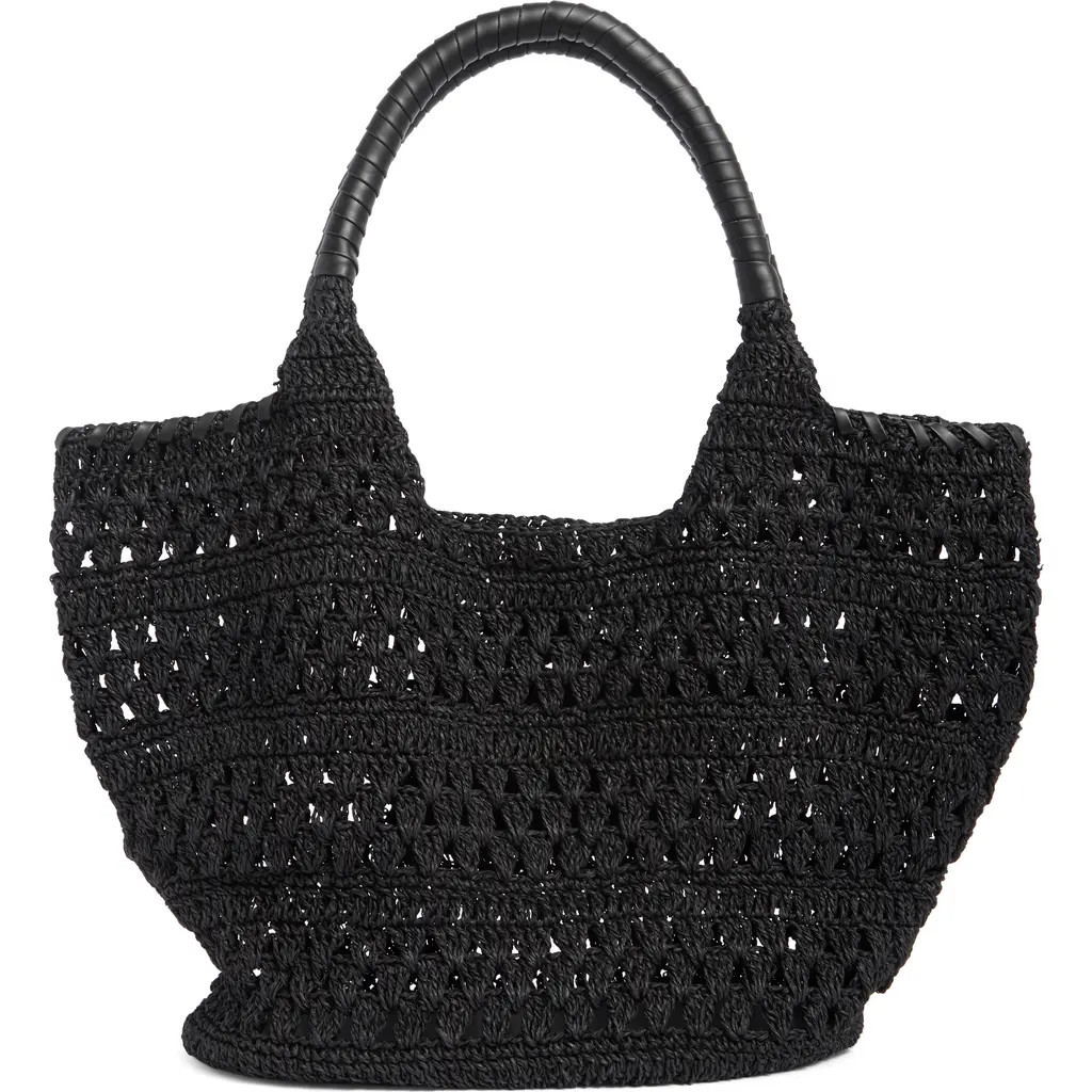 BCBG Woven Raffia Tote Bag in Black at Nordstrom Rack | Nordstrom Rack