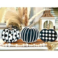 Pumpkin Fall Mantel Shelf Decor | Wooden Autumn Pumpkin Table Center Piece Modern Farmhouse Halloween | Etsy (US)