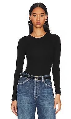 Enza Costa Knit Long Sleeve Fitted Crew in Black from Revolve.com | Revolve Clothing (Global)
