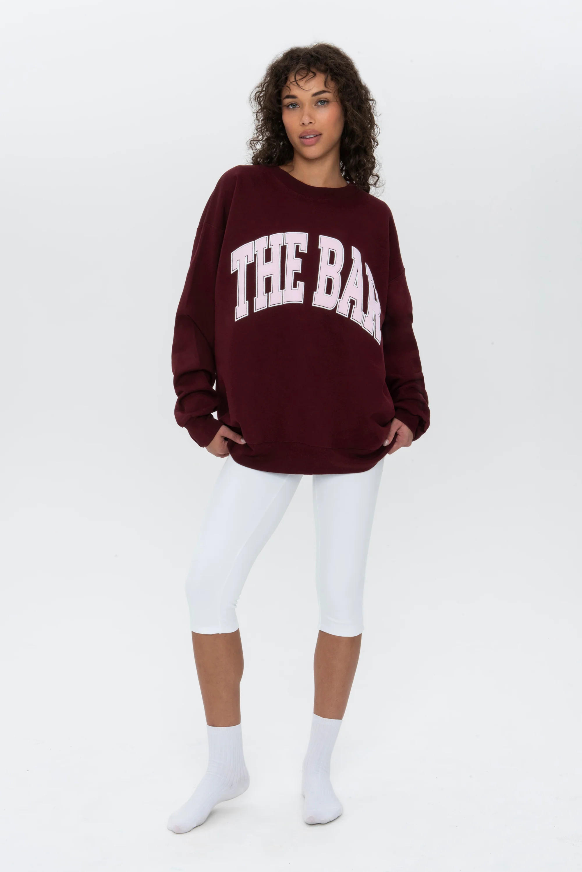 VARSITY OUTLINE SWEATSHIRT MAROON/BLUSH/WHITE | The Bar