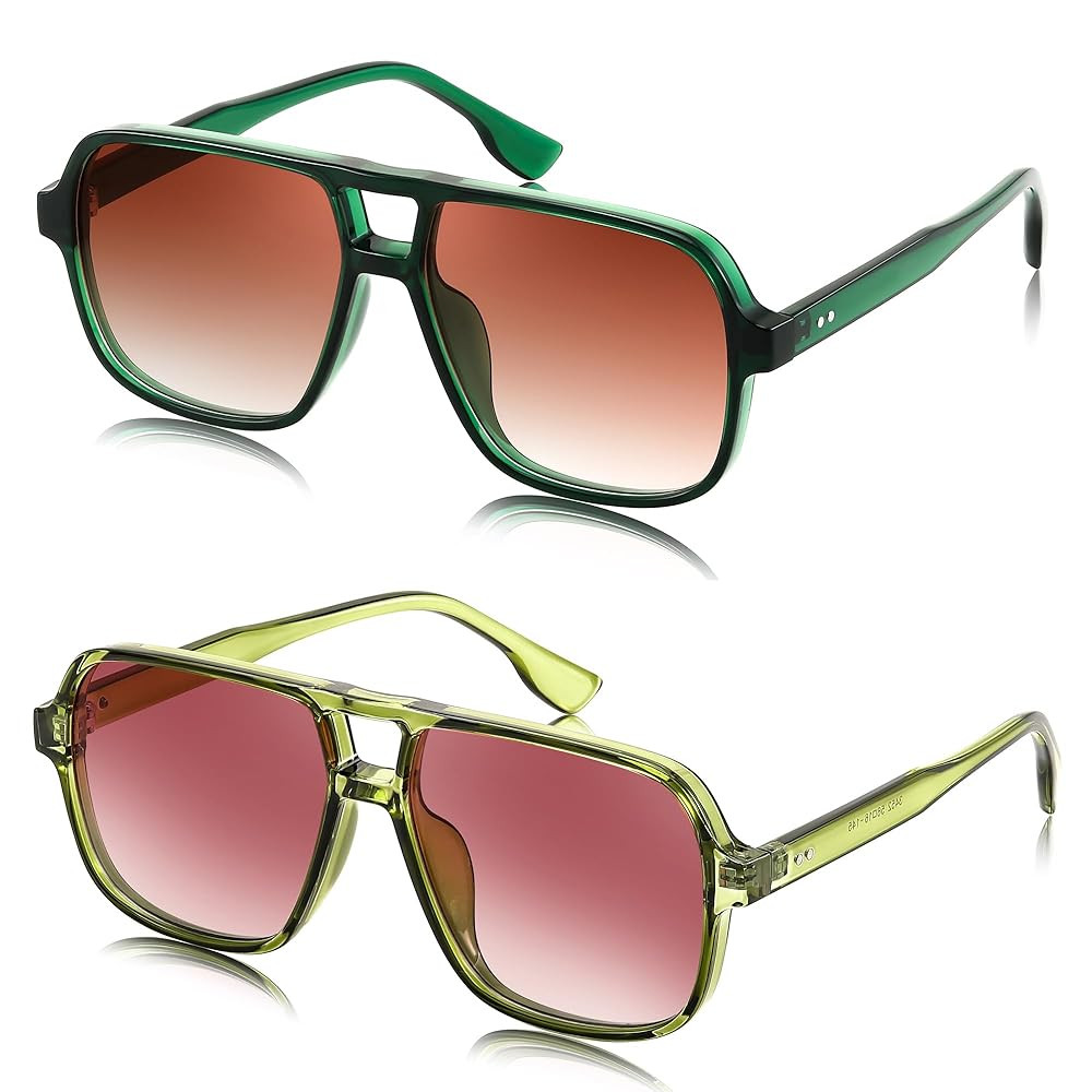 FEISEDY Retro Square Aviator Sunglasses Women Men 70s Vintage Trendy Plastic Frame Sun Glasses B4... | Amazon (US)