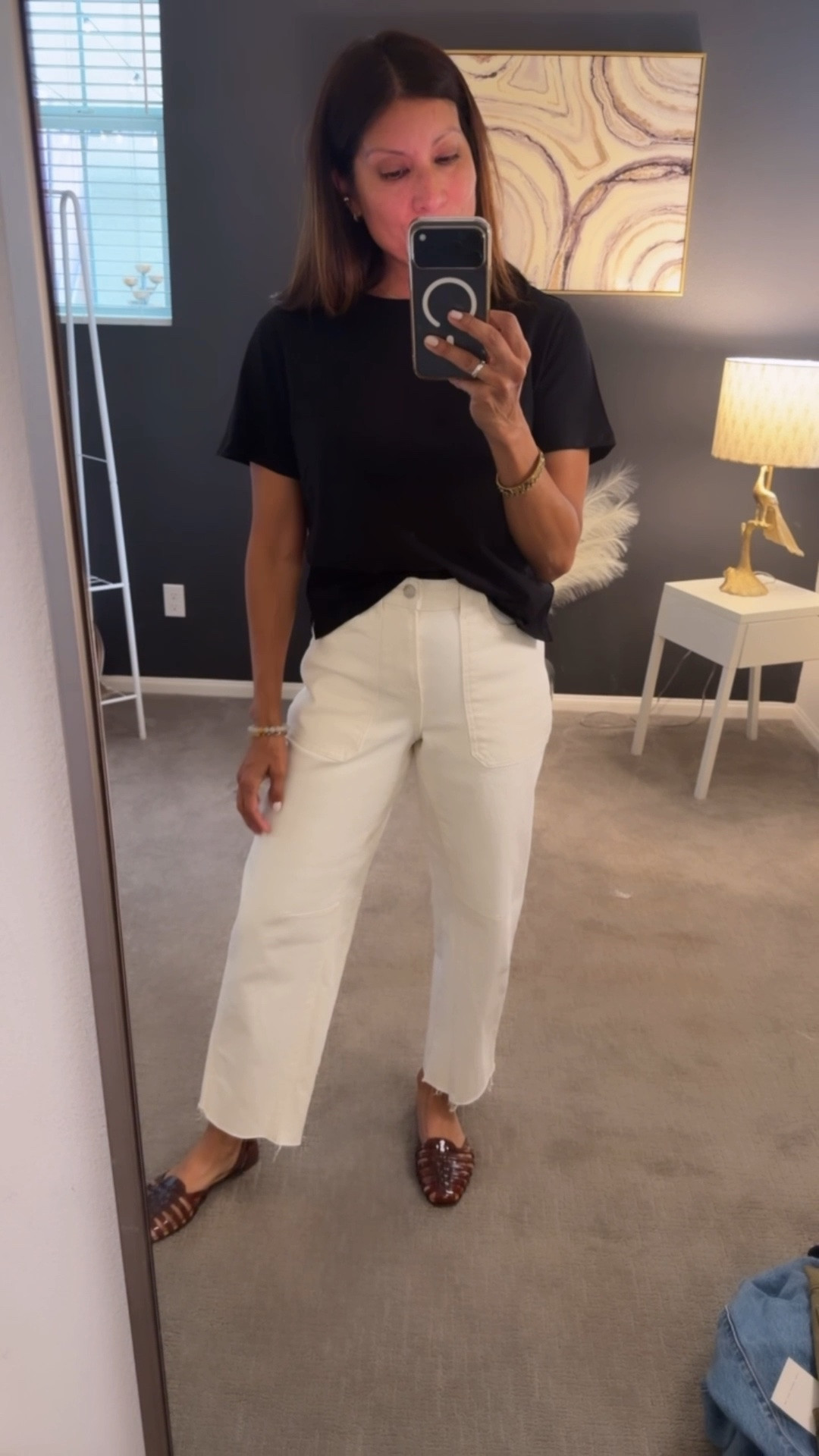 A low effort outfit. Jeans will be cute with a tank and sandals too 

Walmart style 
wearing small in tee & 0 in jeans

#LTKSeasonal #LTKOver40 #LTKootd