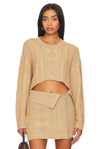 Camila Coelho Carmen Cropped Cable Crew in Beige from Revolve.com | Revolve Clothing (Global)