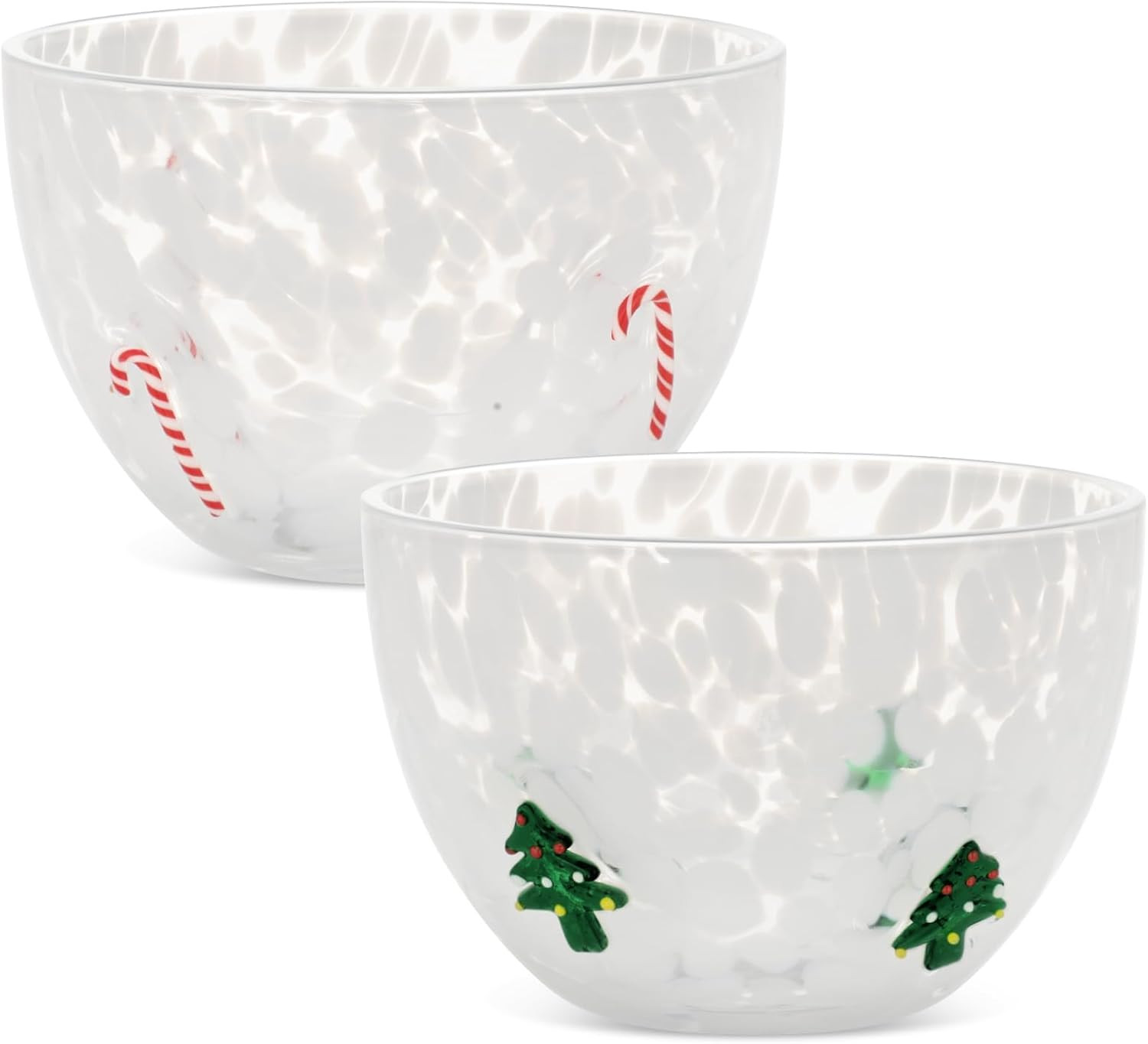 FoldTier 2 Pcs Christmas Glass Candy Bowls for Party,Candy Cane, Xmas Tree | Amazon (US)