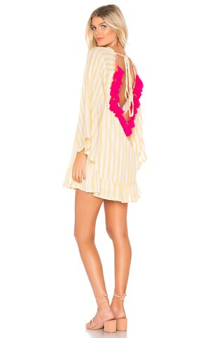 Indiana Basic Dress in Portofino Lemon & Pink | Revolve Clothing (Global)
