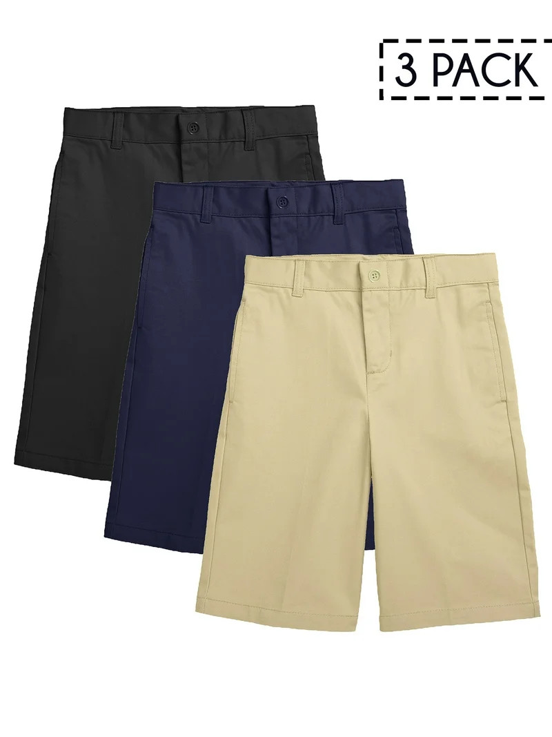 3-Pack Boy's Stretch Slim Fit School Uniform Twill Shorts (4-20) | Walmart (US)