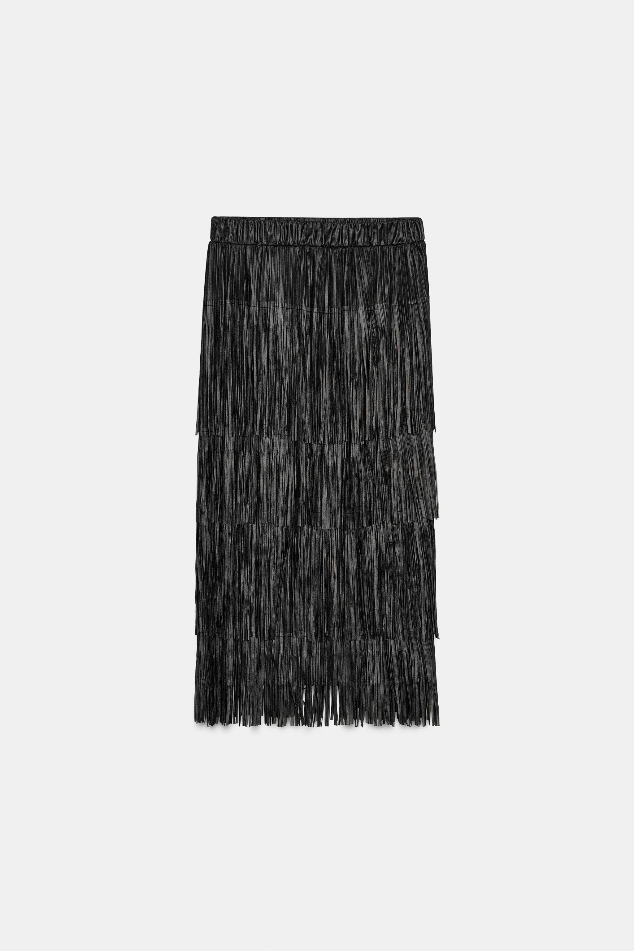 FRINGED MIDI SKIRT | Zara US