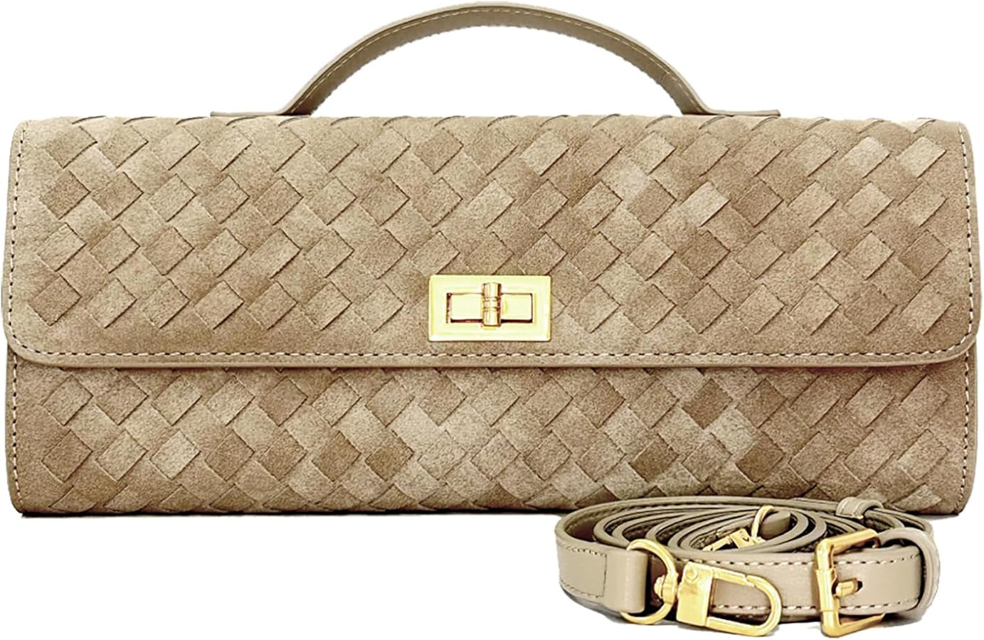 Woven Suede Clutch Purse for Women – Crossbody or Shoulder Evening Bag for Weddings, Parties, D... | Amazon (US)