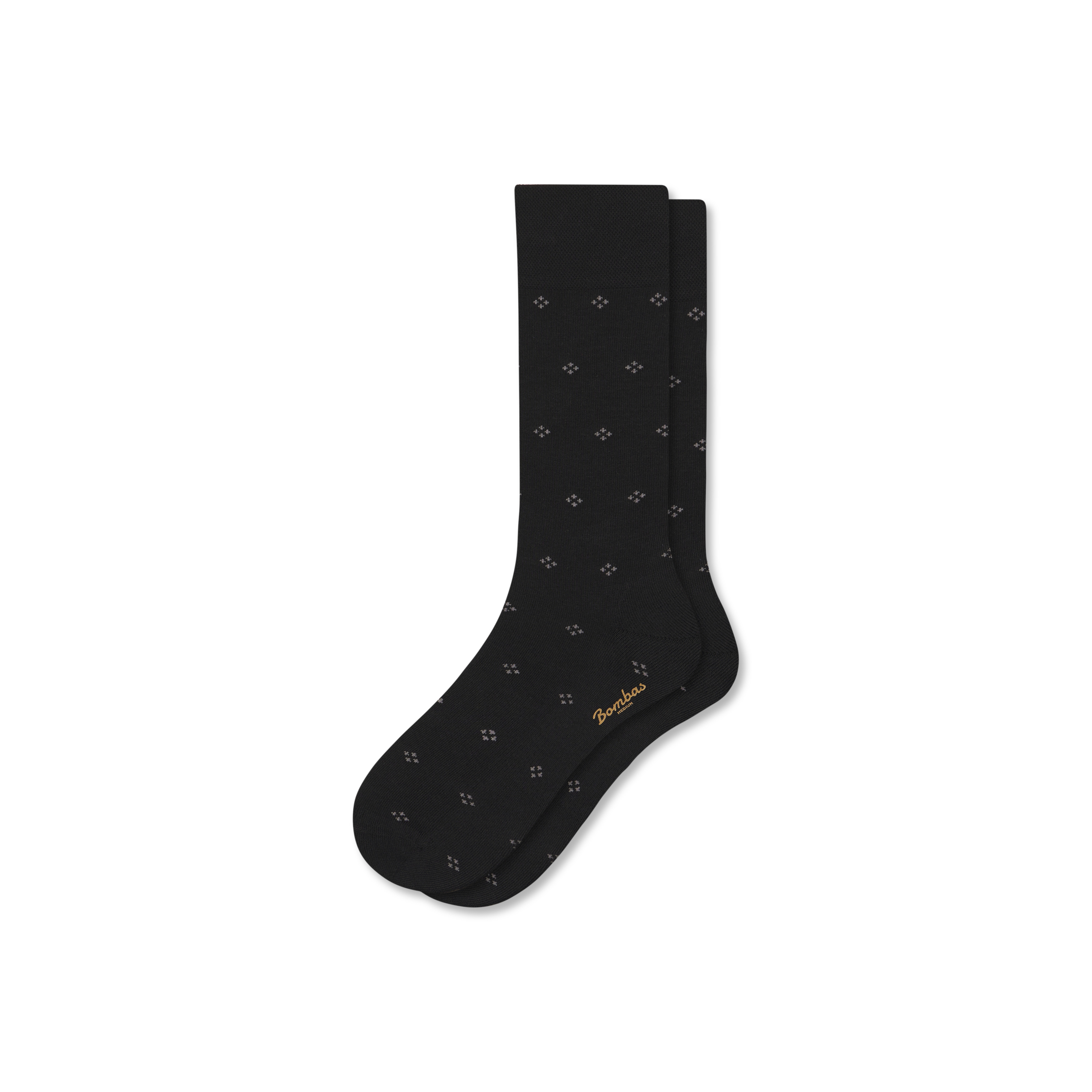 Men's Dress Calf Socks - Black Diamond - Large - Cotton Blend - Bombas | Bombas