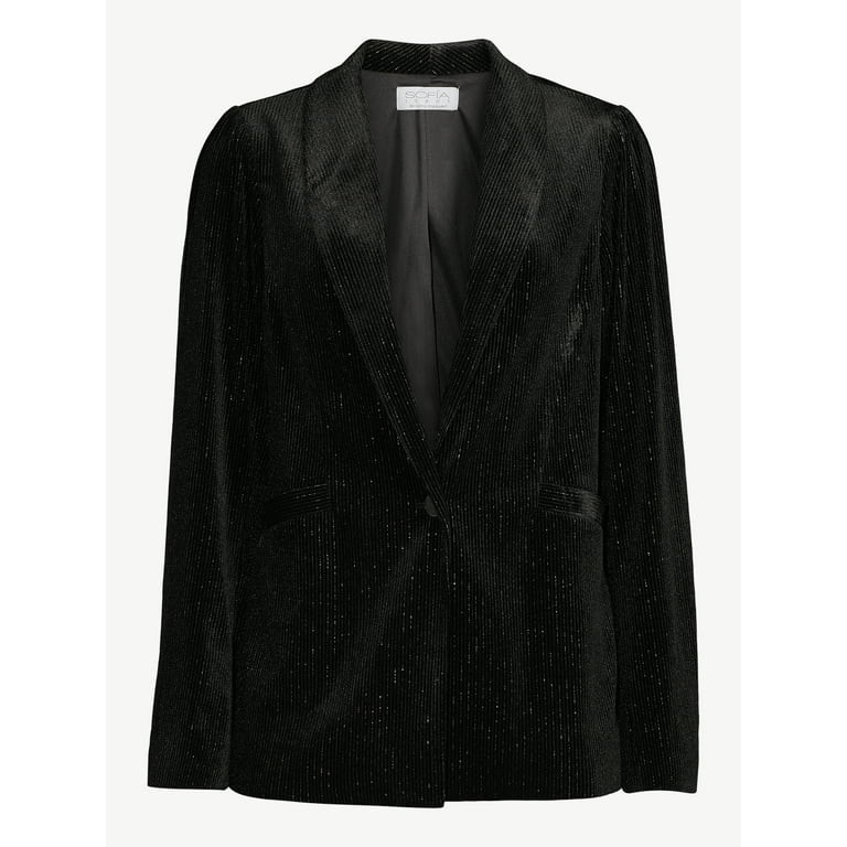 Sofia Jeans by Sofia Vergara Women's Velour Blazer with Metallic Accents | Walmart (US)